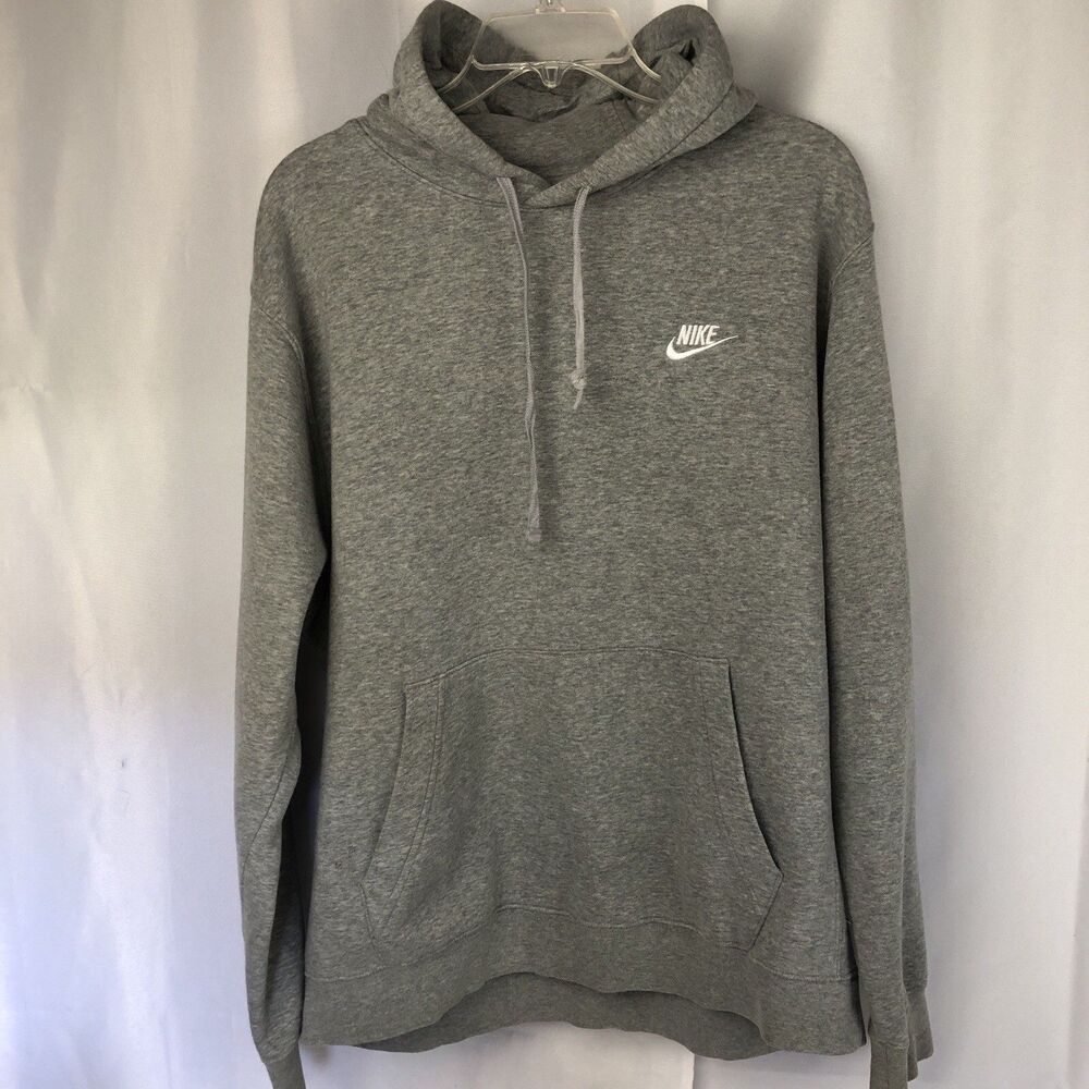Nike Sportswear Knit Athletic Gray Hoodie Sweatshirt Mens Sz Large